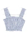 Maje Check-pattern Ruffled Top In Blue