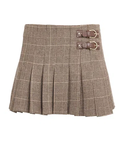 Maje Check Print Mini Skirt In Brown