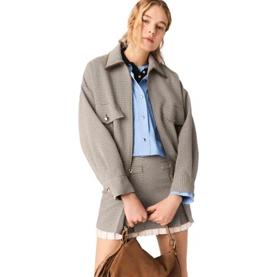 MAJE MAJE CHECKED BOMBER JACKET