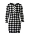 Maje Checked Knit Mini Dress In Black, White Cotton In Black