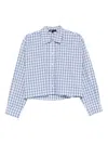 Maje Checked-pattern Cropped Shirt In Blue