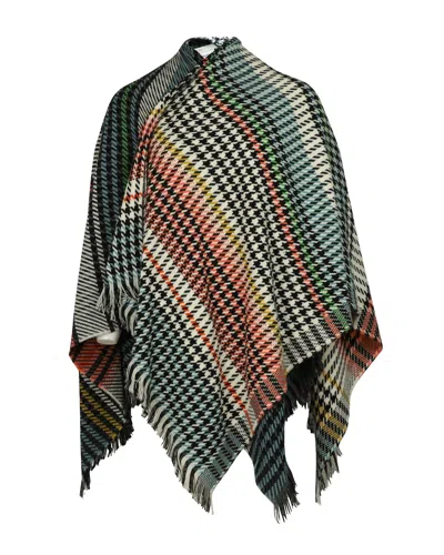 Maje Checked Poncho Scarf In Multicolor Acrylic