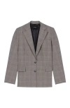 Maje Womens Grey Checked Single-breasted Stretch Wool-blend Blazer In Gray