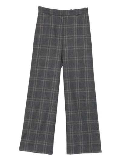 Maje Checked Tailored Trousers In Gray