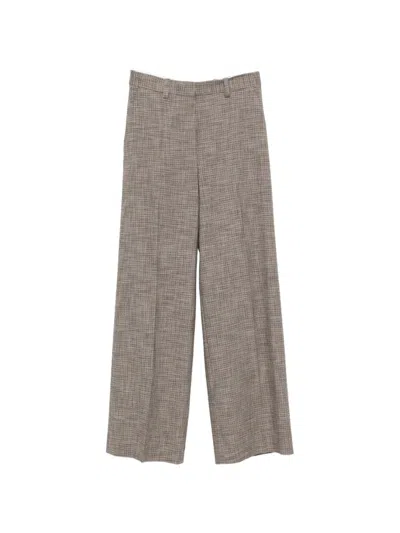 Maje Checked Trousers In Brown
