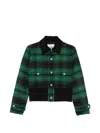 Maje Checked-pattern Button-up Jacket In Green