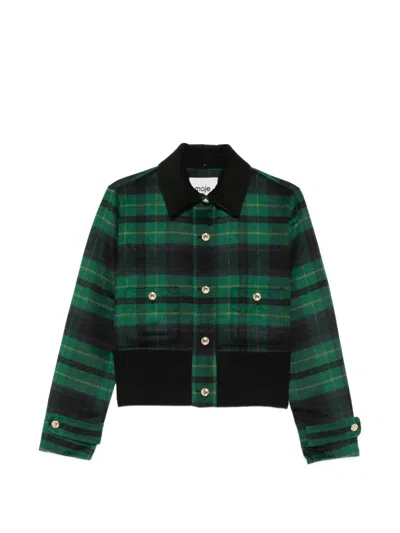 MAJE CHECKED-PATTERN BUTTON-UP JACKET