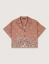 Maje Patterned Rhinestone Cropped Shirt In Imprime Bandana Marron
