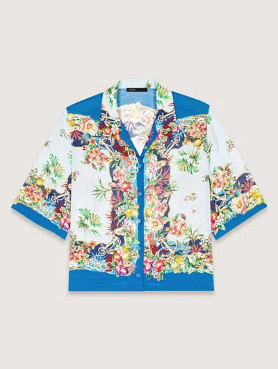 Maje Patterned Cropped Shirt In Imprime Floral Multicouleur