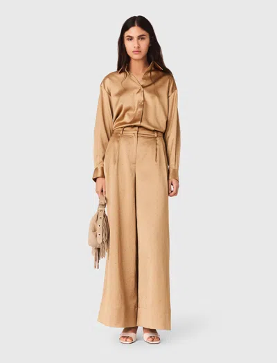 Maje Chemise En Satin Strassé In Brown