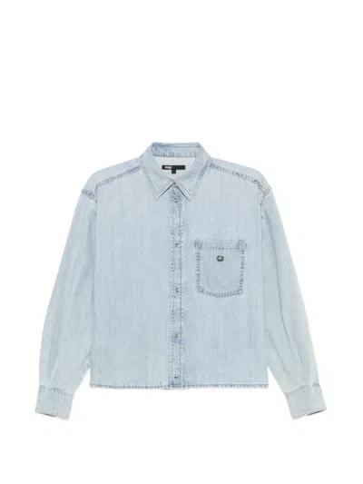 Maje Chest-pocket Denim Shirt In Blue