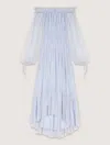Maje Risata Chiffon Midi Dress In Bleu Ciel