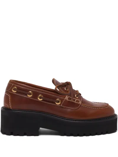 Maje Chunky-sole Boat Shoes In Brown