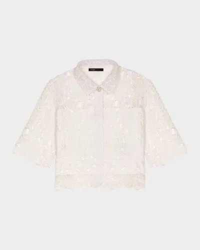 Maje Ciblanche Lace Guipure Button-front Shirt In White