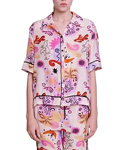 Maje Cillosio Silk Button Up Shirt In Paradiso