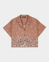 Maje Patterned Rhinestone Cropped Shirt In Brown Bandana Print