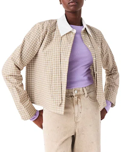 Maje Citilou Cotton Embellished Shirt In Brown