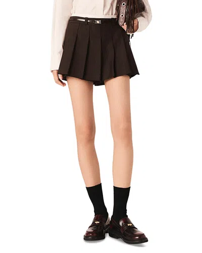 Maje Clover Belted Skort In Brown
