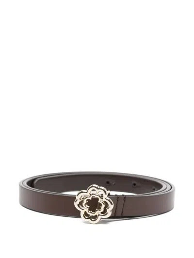 Maje Clover-buckle Leather Belt In Brown