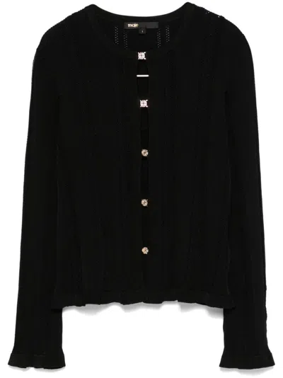 Maje Clover-buttons Cardigan In Black