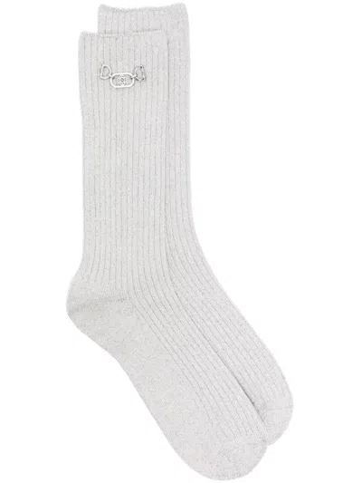 Maje Clover-charm Socks In Silver