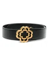 Maje Clover-buckle Leather Belt In Black