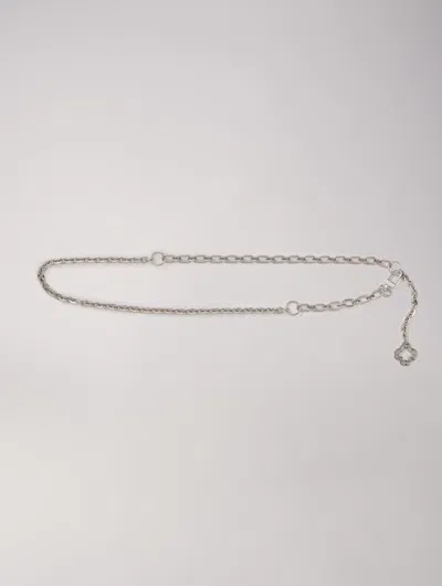 Maje Clover Logo Chain Belt In Silver