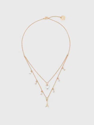 Maje Collier Double À Charms Strassés In Gold