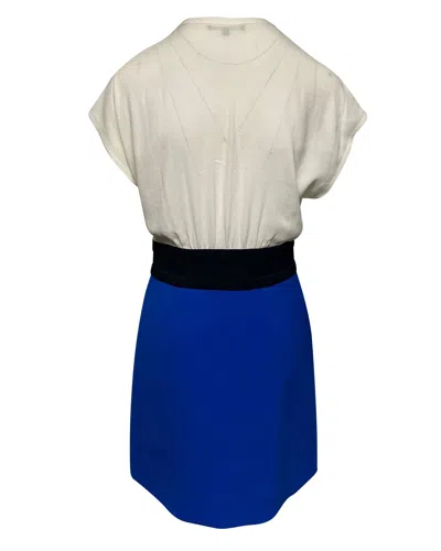Maje Color Block Dress In White Viscose In Multi