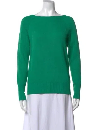 Pre-owned Maje Colorblock Pattern Bateau Neckline Sweater In Green