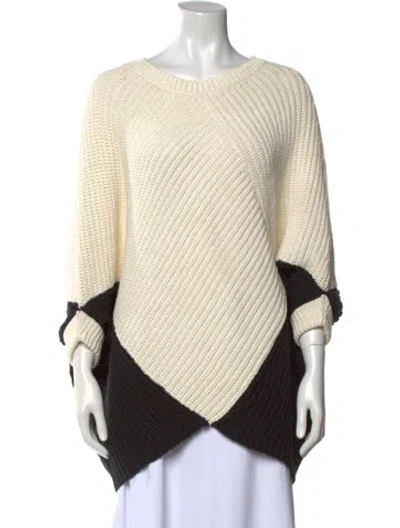 Pre-owned Maje Colorblock Pattern Bateau Neckline Sweater In Neutral