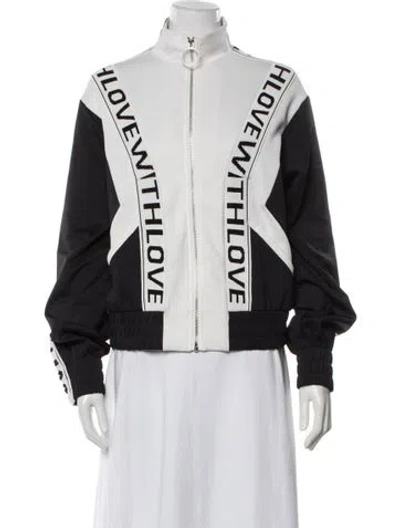 Pre-owned Maje Colorblock Pattern Bomber Jacket In Black
