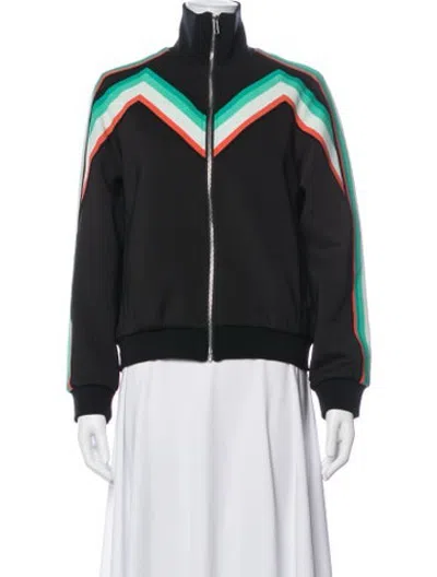 Pre-owned Maje Colorblock Pattern Bomber Jacket In Black