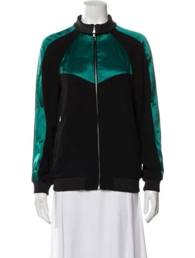 Pre-owned Maje Colorblock Pattern Bomber Jacket In Blue