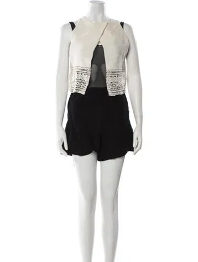 Pre-owned Maje Colorblock Pattern Crew Neck Romper In Black