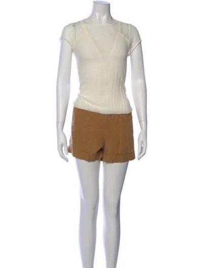 Pre-owned Maje Colorblock Pattern Crew Neck Romper In Brown