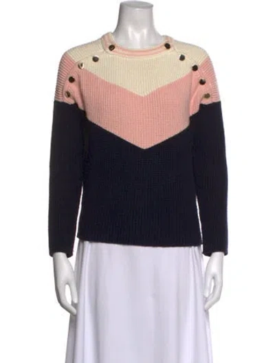 Pre-owned Maje Colorblock Pattern Crew Neck Sweater In Black