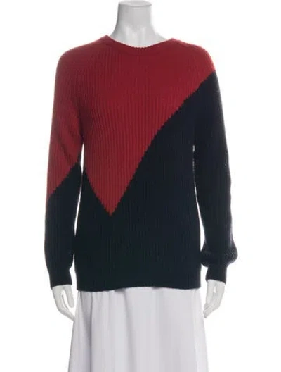 Pre-owned Maje Colorblock Pattern Crew Neck Sweater In Red
