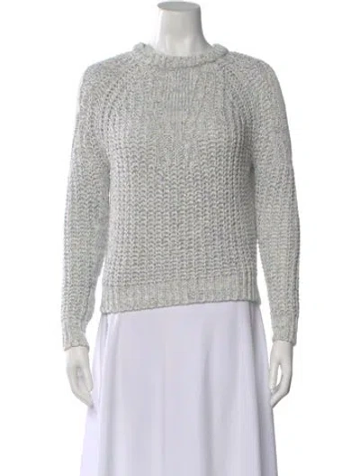 Pre-owned Maje Colorblock Pattern Crew Neck Sweater In White