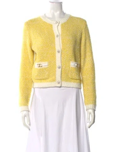 Pre-owned Maje Colorblock Pattern Crew Neck Sweater In Yellow