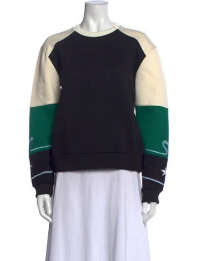 Pre-owned Maje Colorblock Pattern Crew Neck Sweatshirt In Black