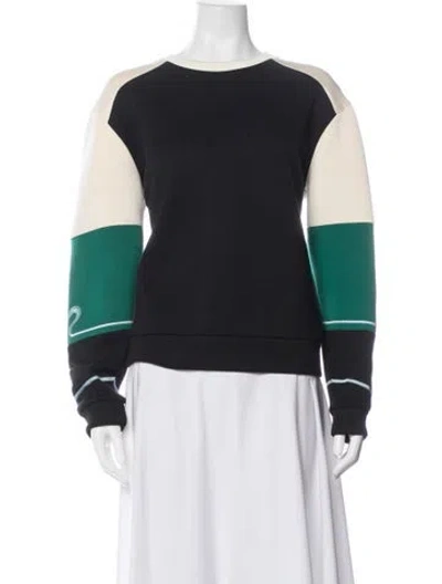 Pre-owned Maje Colorblock Pattern Crew Neck Sweatshirt In Black