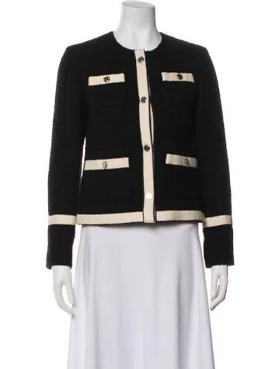 Pre-owned Maje Colorblock Pattern Evening Jacket In Black