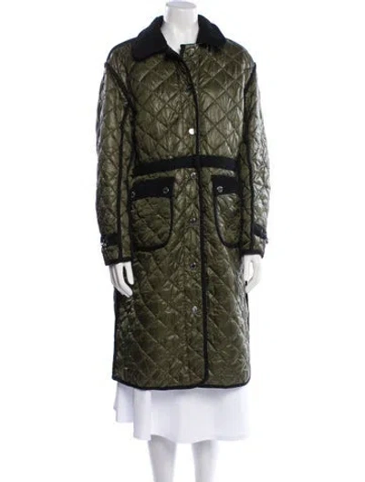 Pre-owned Maje Colorblock Pattern Faux Fur Coat In Green