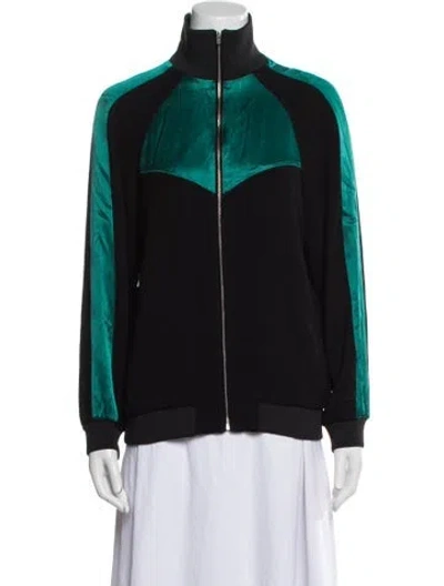 Pre-owned Maje Colorblock Pattern Jacket In Black