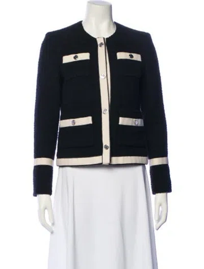 Pre-owned Maje Colorblock Pattern Jacket In Black