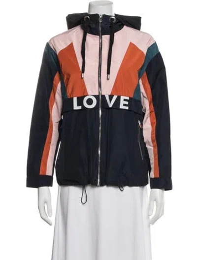 Pre-owned Maje Colorblock Pattern Jacket In Blue/pink