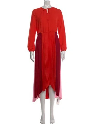 Pre-owned Maje Colorblock Pattern Midi Length Dress In Red