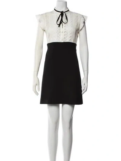 Pre-owned Maje Colorblock Pattern Mini Dress In Black