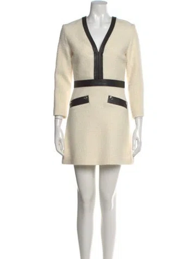 Pre-owned Maje Colorblock Pattern Mini Dress W/ Tags In Neutral